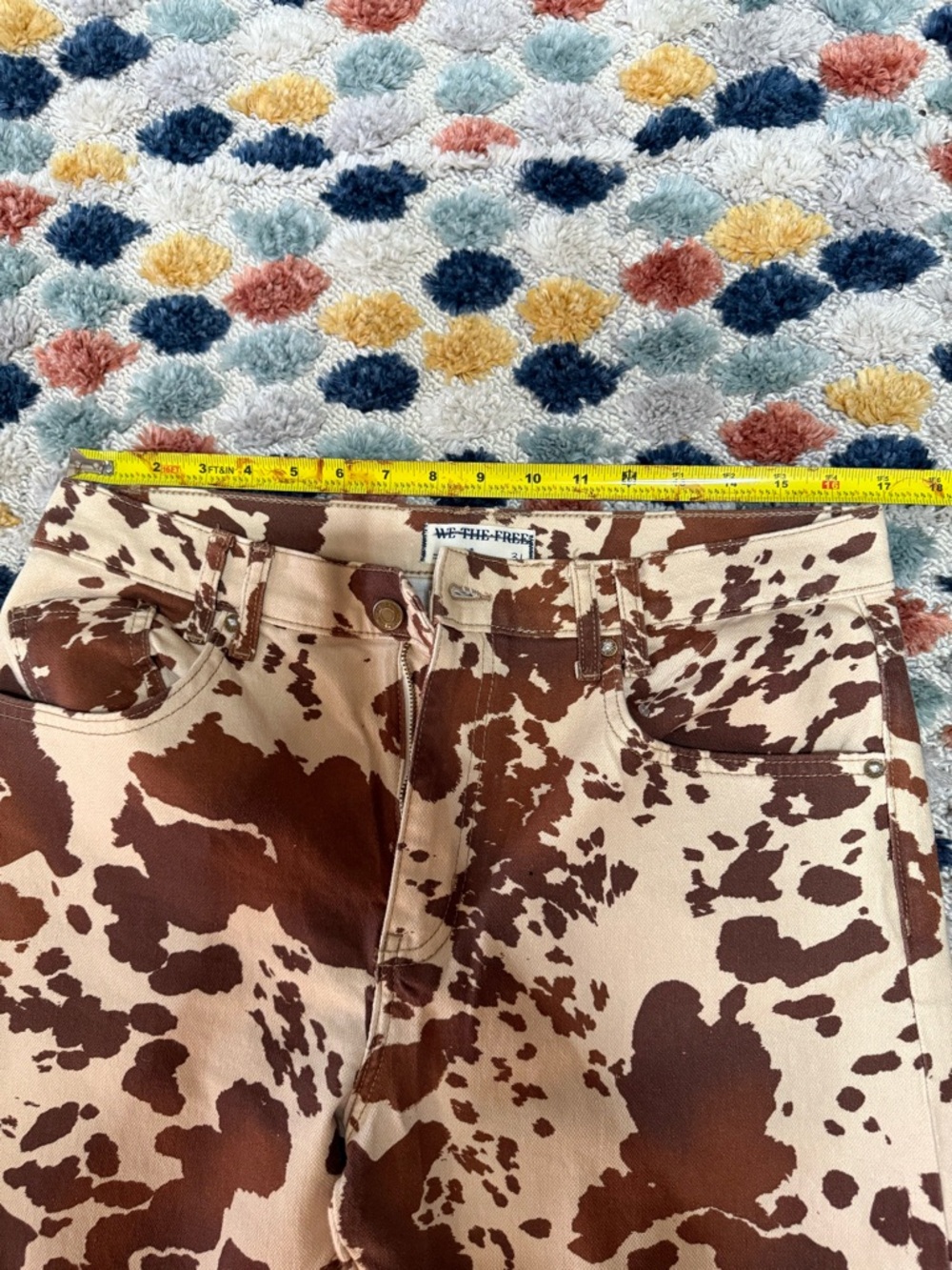 We The Free Brown & Cream Cow Spot Straight Leg Jeans - Picture 3 of 4